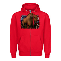 Red American Bison Zipper Hoodie - Jasminsmagicworld