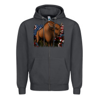 Smoke American Bison Zipper Hoodie - Jasminsmagicworld