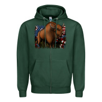 Sports Green American Bison Zipper Hoodie - Jasminsmagicworld