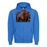 True Royal American Bison Zipper Hoodie - Jasminsmagicworld