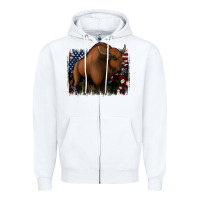 White American Bison Zipper Hoodie - Jasminsmagicworld