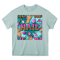 Arona nail art hands and polish with turquoise leopard and glitter seamless  Heavy Core Tee - BundleAndBundleShop