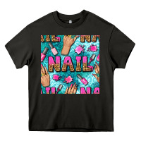 Asphalt nail art hands and polish with turquoise leopard and glitter seamless  Heavy Core Tee - BundleAndBundleShop