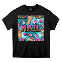 Black nail art hands and polish with turquoise leopard and glitter seamless  Heavy Core Tee - BundleAndBundleShop