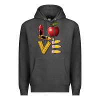 Charcoal Heather love teacher Premium Hoodie - BarkalooDesign