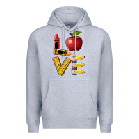 Heather Grey love teacher Premium Hoodie - BarkalooDesign