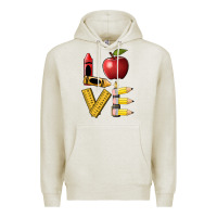 Oatmeal Heather love teacher Premium Hoodie - BarkalooDesign