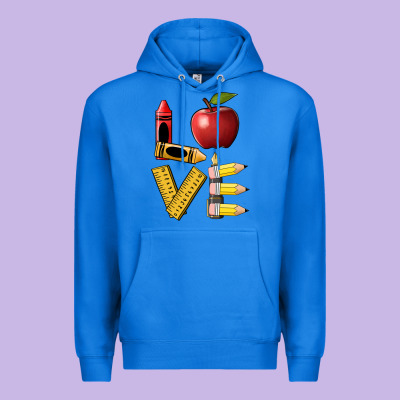Love Teacher Premium Hoodie Designed By Barkaloodesign