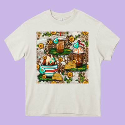 Cow Coffee Cups And Farm With Leopard Seamless Pattern Bbs Heavy Core Tee Designed By Bundleandbundleshop