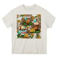Cream cow coffee cups and farm with leopard seamless pattern bbs Heavy Core Tee - BundleAndBundleShop