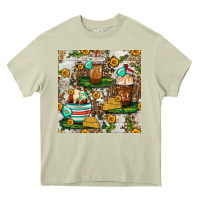 Mossy cow coffee cups and farm with leopard seamless pattern bbs Heavy Core Tee - BundleAndBundleShop