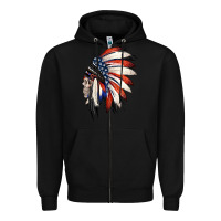 Black 4th of July Indian Headdress Gypsy Spirit Skull Zipper Hoodie - Jasminsmagicworld