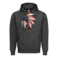 Charcoal Heather 4th of July Indian Headdress Gypsy Spirit Skull Zipper Hoodie - Jasminsmagicworld
