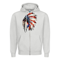 Dove Grey 4th of July Indian Headdress Gypsy Spirit Skull Zipper Hoodie - Jasminsmagicworld
