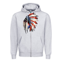 Heather Grey 4th of July Indian Headdress Gypsy Spirit Skull Zipper Hoodie - Jasminsmagicworld