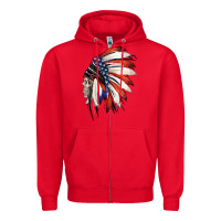 Red 4th of July Indian Headdress Gypsy Spirit Skull Zipper Hoodie - Jasminsmagicworld