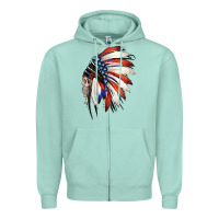 4th Of July Indian Headdress Gypsy Spirit Skull Zipper Hoodie | Teevron