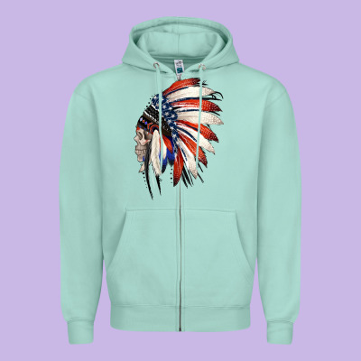 4th Of July Indian Headdress Gypsy Spirit Skull Zipper Hoodie Designed By Jasminsmagicworld