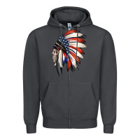 Smoke 4th of July Indian Headdress Gypsy Spirit Skull Zipper Hoodie - Jasminsmagicworld