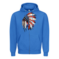 True Royal 4th of July Indian Headdress Gypsy Spirit Skull Zipper Hoodie - Jasminsmagicworld