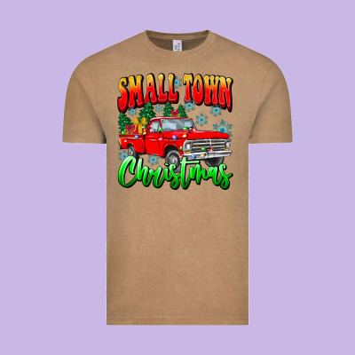 Small Town Christmas Vintage Tee Designed By Cowhidedigitalart
