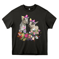 Asphalt floral baby goats Heavy Core Tee - RanaPortraitStore