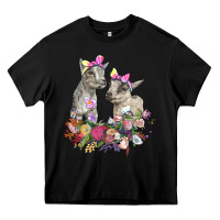 Black floral baby goats Heavy Core Tee - RanaPortraitStore