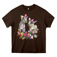 Chocolate Brown floral baby goats Heavy Core Tee - RanaPortraitStore