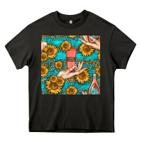 Asphalt hand cream nail polish remover and sunflowers with leopard and glitter Heavy Core Tee - BundleAndBundleShop