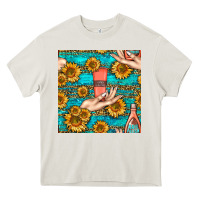 Cream hand cream nail polish remover and sunflowers with leopard and glitter Heavy Core Tee - BundleAndBundleShop