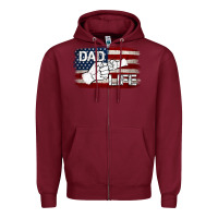 Burgundy Dad Life with American Flag Zipper Hoodie - Jasminsmagicworld