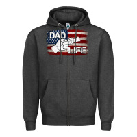 Charcoal Heather Dad Life with American Flag Zipper Hoodie - Jasminsmagicworld