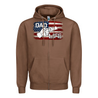 Chestnut Dad Life with American Flag Zipper Hoodie - Jasminsmagicworld