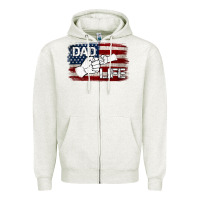 Oatmeal Heather Dad Life with American Flag Zipper Hoodie - Jasminsmagicworld