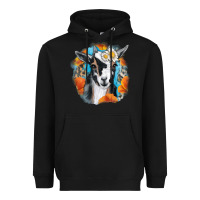 Black Daisy Goat With Background Heavyweight Hoodie - RanaPortraitStore