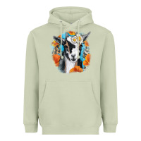 Matcha Daisy Goat With Background Heavyweight Hoodie - RanaPortraitStore