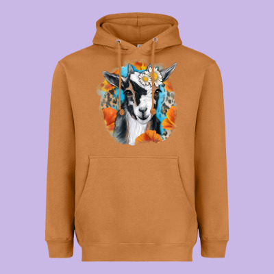 Daisy Goat With Background Heavyweight Hoodie Designed By Ranaportraitstore