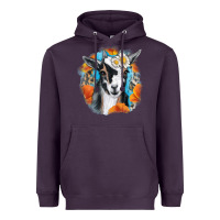 Plum Daisy Goat With Background Heavyweight Hoodie - RanaPortraitStore