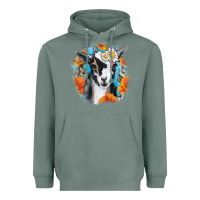 Sage Daisy Goat With Background Heavyweight Hoodie - RanaPortraitStore