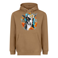 Toasted Coconut Daisy Goat With Background Heavyweight Hoodie - RanaPortraitStore