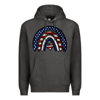 Charcoal Heather USA American Flag Rainbow Premium Hoodie - Jasminsmagicworld