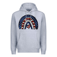 Heather Grey USA American Flag Rainbow Premium Hoodie - Jasminsmagicworld