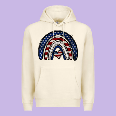 Usa American Flag Rainbow Premium Hoodie Designed By Jasminsmagicworld