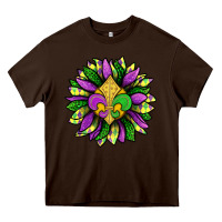 Chocolate Brown Mardi Gras Sunflower Heavy Core Tee - BundleAndBundleShop