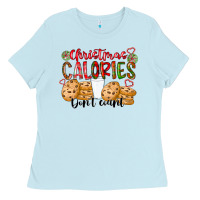 Baby Blue christmas calories dont count Ladies Tee - CowhideDigitalArt