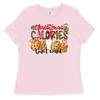 Bubblegum Pink christmas calories dont count Ladies Tee - CowhideDigitalArt