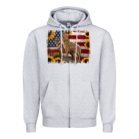 Heather Grey American Wolves with Sunflower Background Png Zipper Hoodie - Jasminsmagicworld