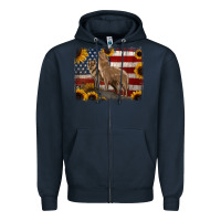 Navy American Wolves with Sunflower Background Png Zipper Hoodie - Jasminsmagicworld