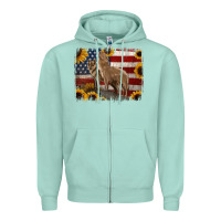 Seafoam American Wolves with Sunflower Background Png Zipper Hoodie - Jasminsmagicworld