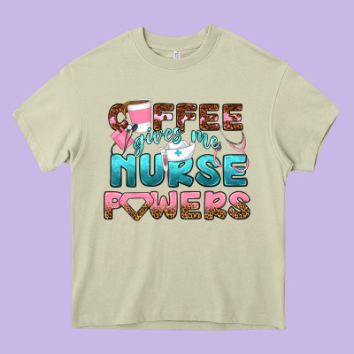 Coffee Gives Me Nurse Powers Bbs Heavy Core Tee Designed By Bundleandbundleshop